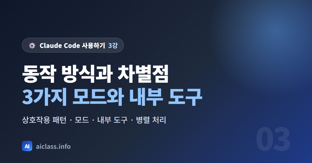 Claude Code 동작 방식 프로젝트 전체를 이해하는 원리와 3가지 모드 강의 대표 이미지