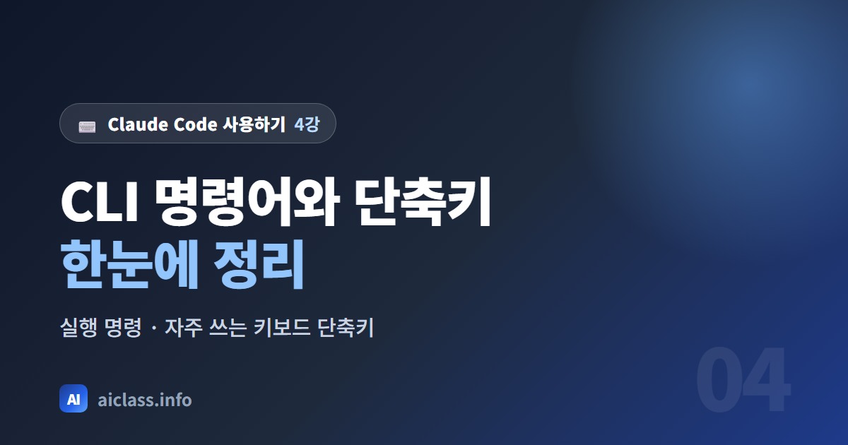 Claude Code CLI 명령어와 단축키 정리 강의 대표 이미지