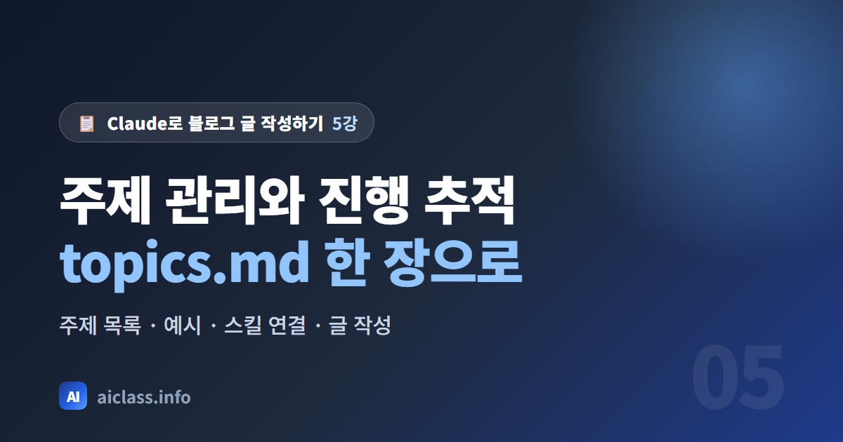 Claude 블로그 주제 관리 쓴 글과 안 쓴 글 한눈에 추적하기 강의 대표 이미지