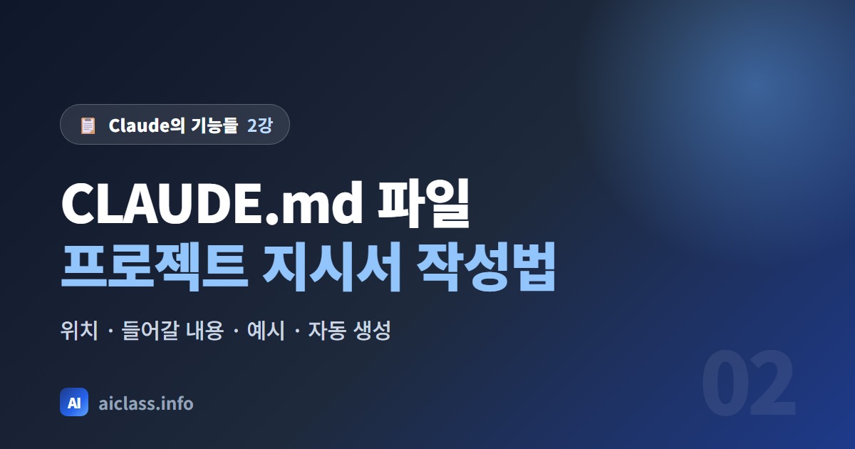 CLAUDE.md 파일 작성법 Claude에게 프로젝트 규칙을 알려주는 지시서 강의 대표 이미지