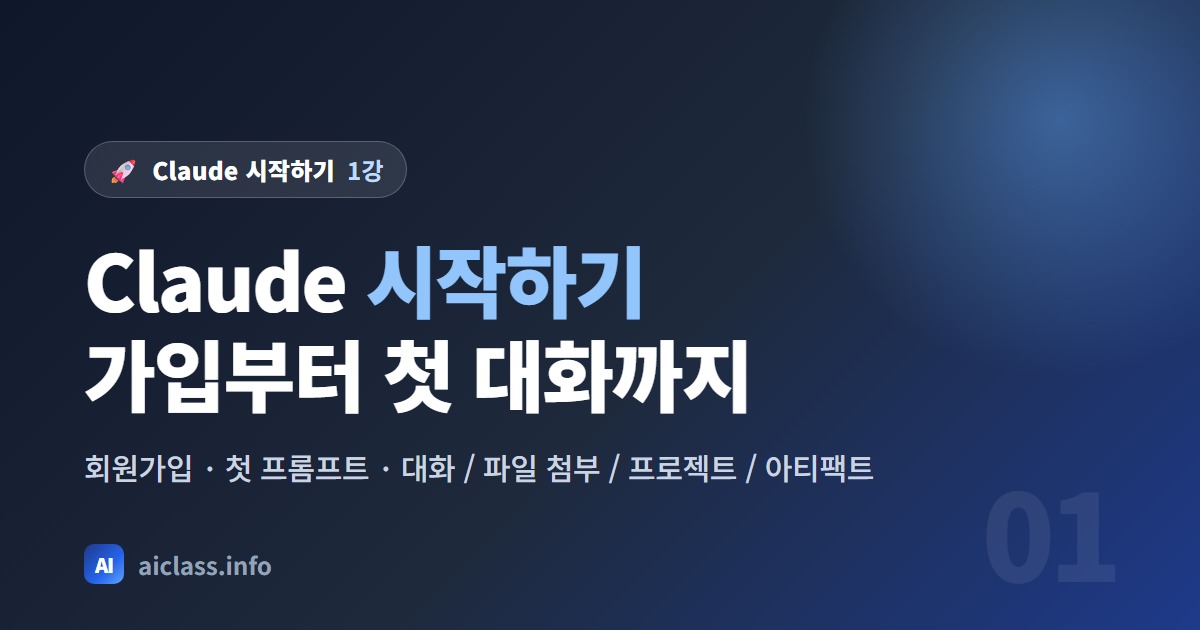 Claude 시작하기 강의 대표 이미지 가입부터 첫 대화와 주요 기능까지